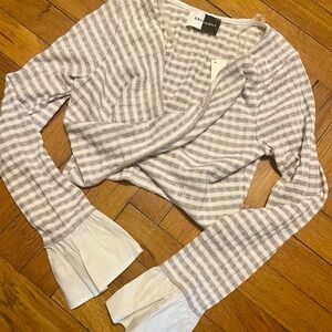 NWT Neutral Long Sleeve Crop Top/Twist Style/Wrist Detailing